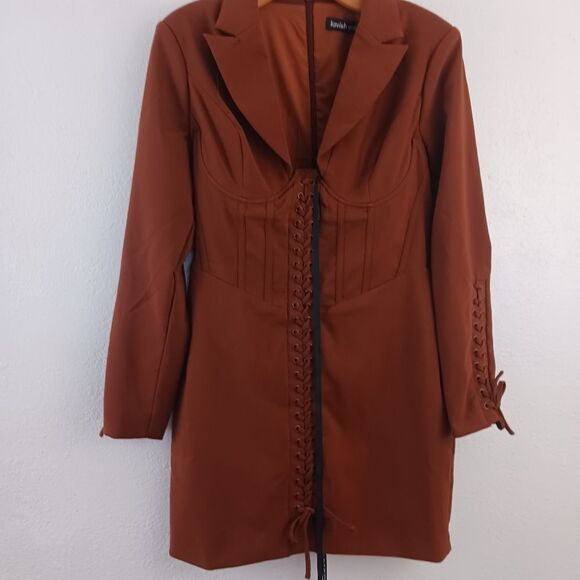 Lavias Alice Ariana lace up corser chocolate dress size 8 - Picture 1 of 6